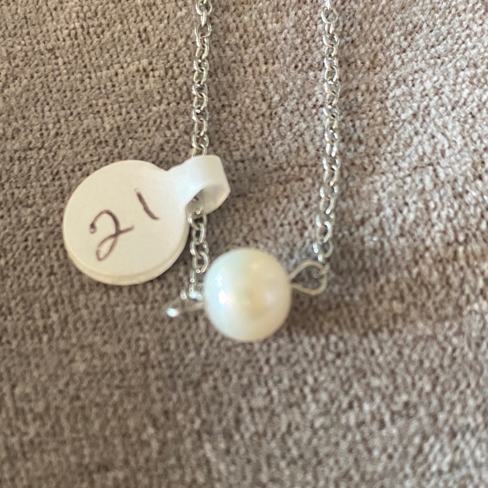 Elegant Sterling Silver Faux Pearl Necklace
